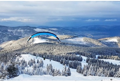 Paragliding flight in the Beskids