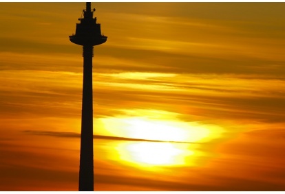 Romantic dinner above the clouds for two in the TV tower