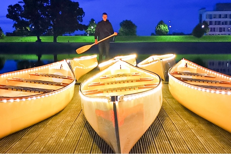 Jelgava evening boat trip in illuminated boats