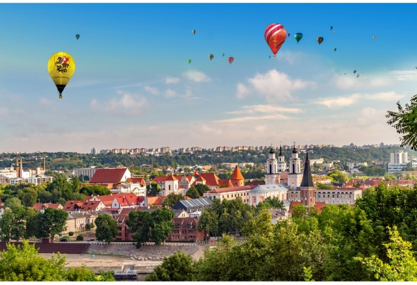 Hot air balloon flight over Kaunas surroundings