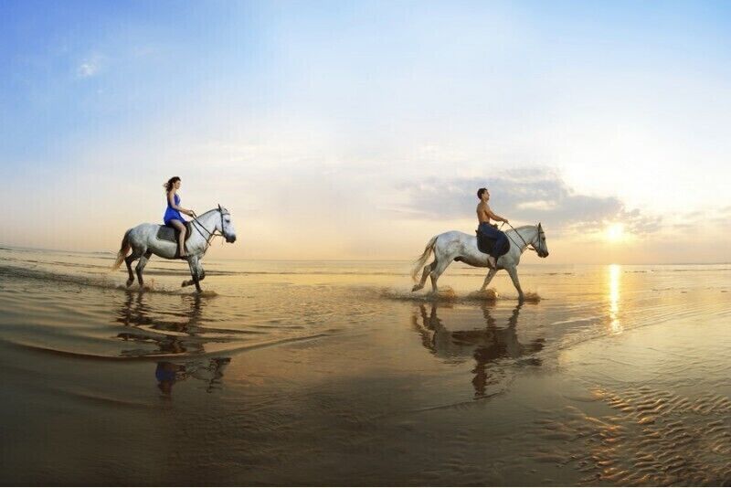 Romantic riding near the seaside
