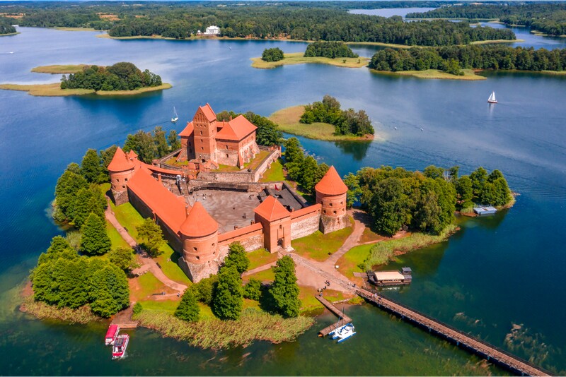 Hot air balloon flight over Trakai