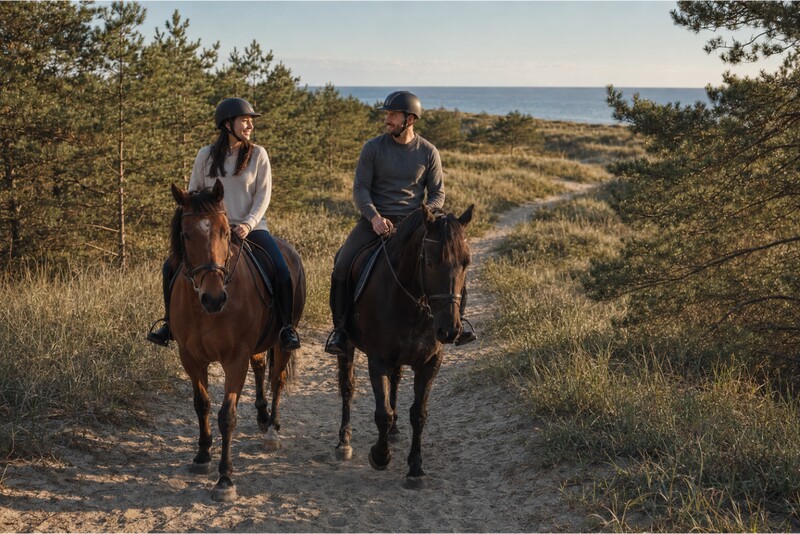 Romantic riding near the seaside