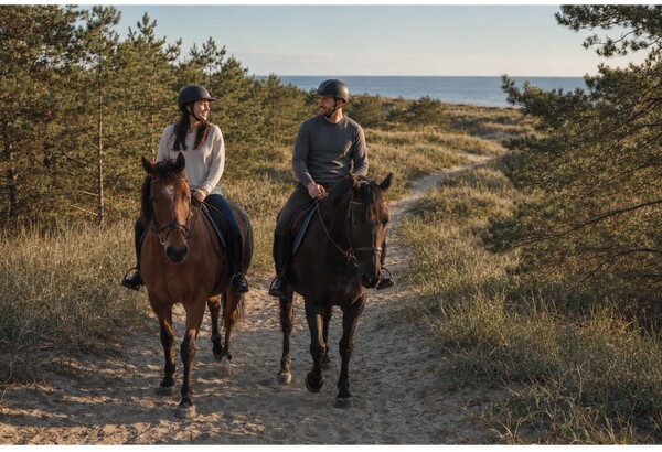 Romantic riding near the seaside