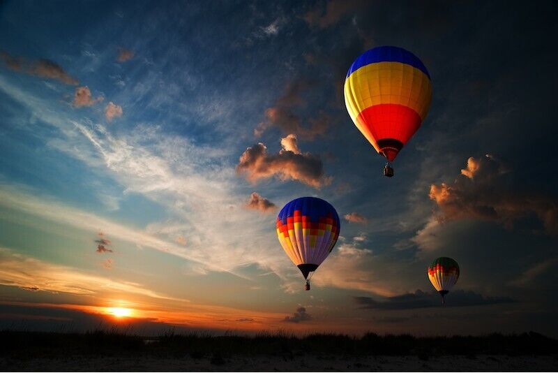 Romantic hot air balloon flight for two