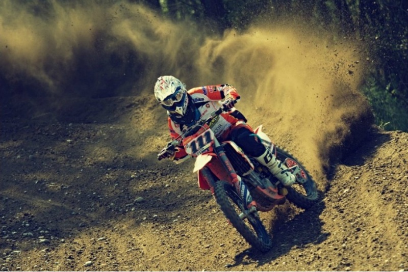 Thrilling ride on motocross bike