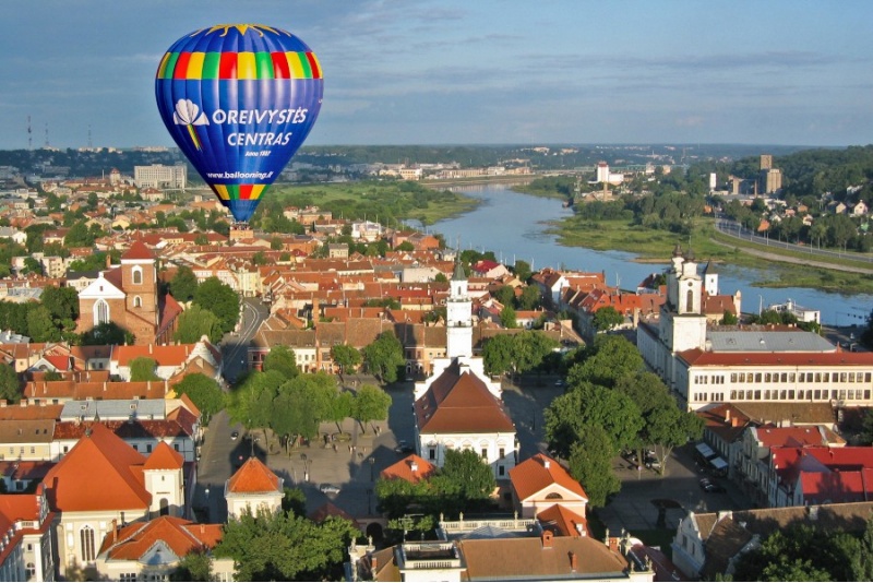 Hot air balloon flight over Kaunas