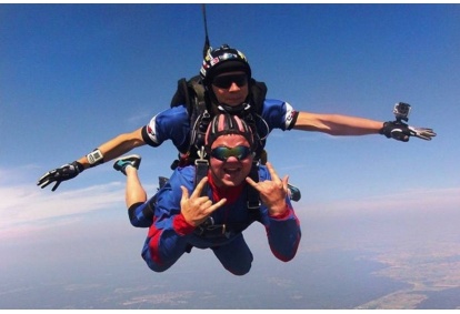 Jump with two-seats parachute with an instructor in Sasnava aerodrome