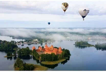 Hot air balloon flight over Trakai